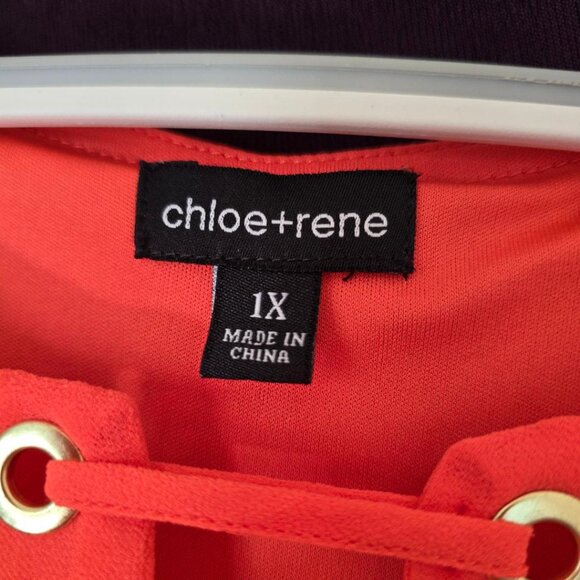 1X  Chloe+rene Sleeveless A-Line Lined Knee Length Shift Dress Orangie Red - Picture 9 of 9